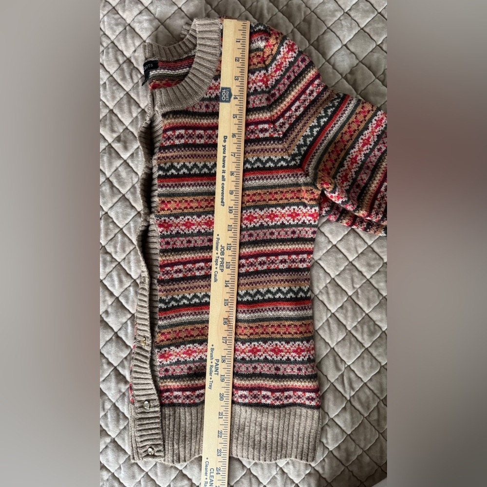 Talbots Fair Isle Cardigan Large Wool Blend Cottagecore Cozy Sweater - Picture 7 of 10